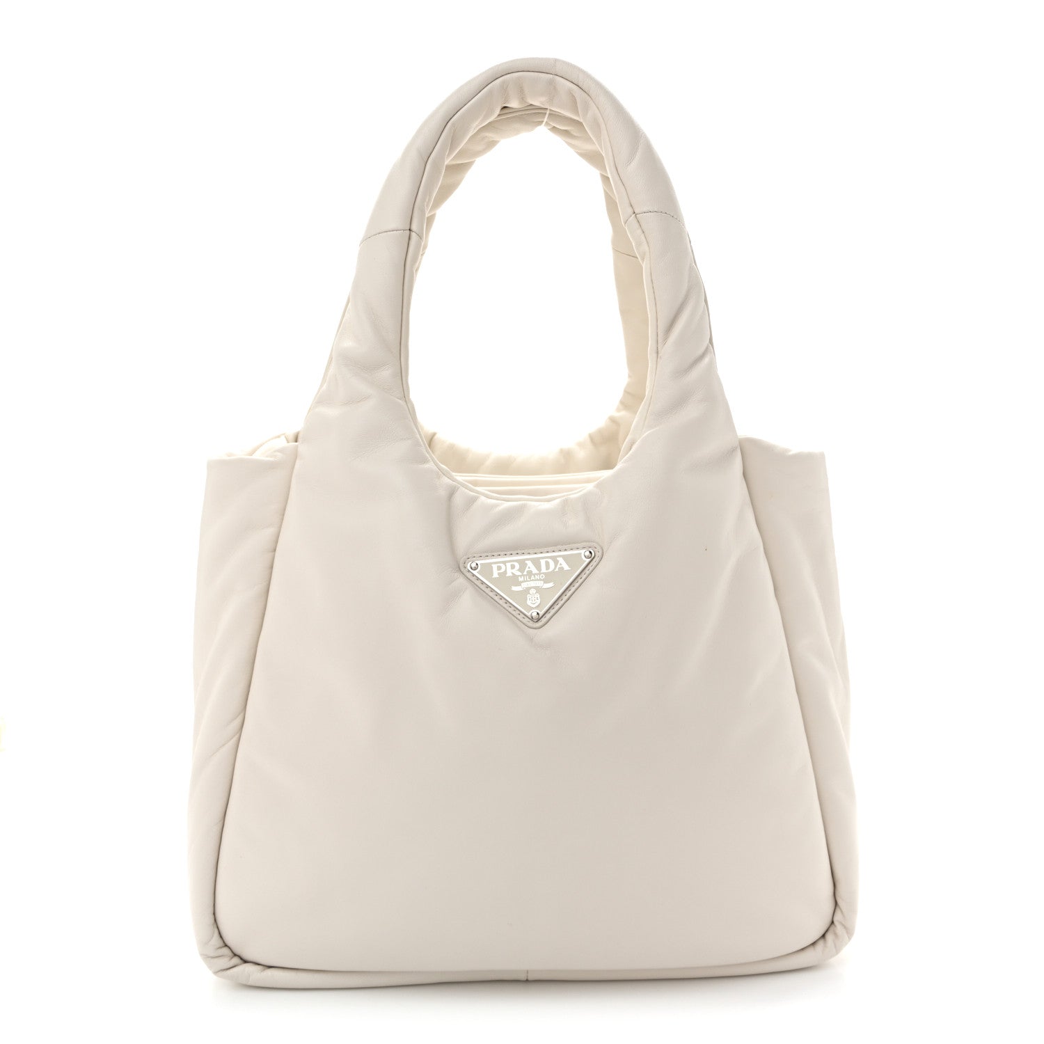 Nappa Soft Padded Medium Double Handled Shoulder Bag White