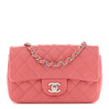 Lambskin Quilted Mini Rectangular Flap Pink