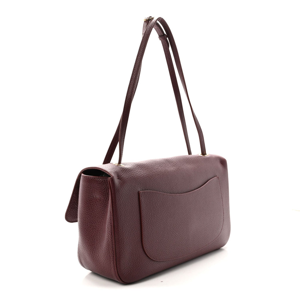 Grained Calfskin Small Souplissimo Maxi Flap Burgundy