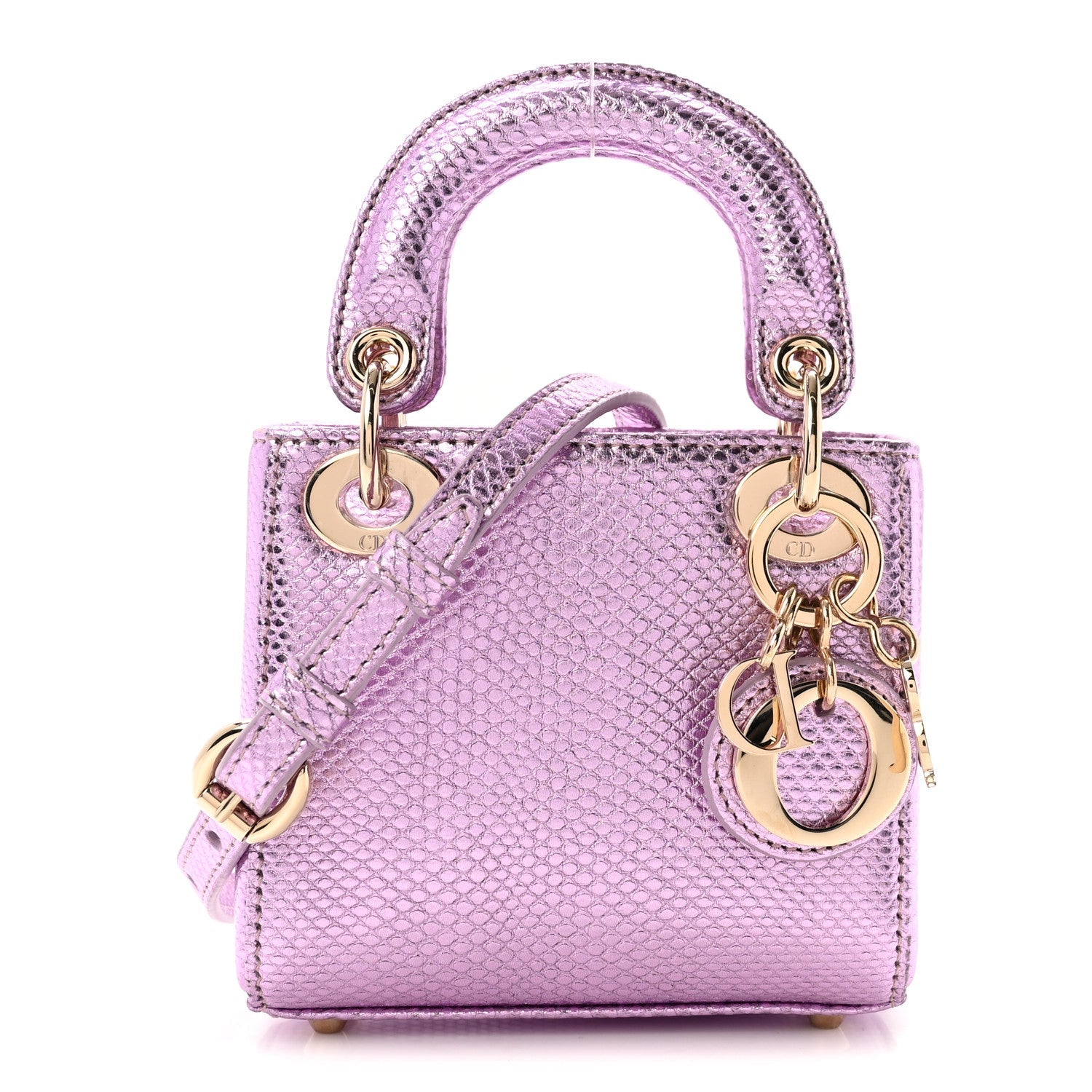 Metallic Karung Micro Lady Dior Light Purple