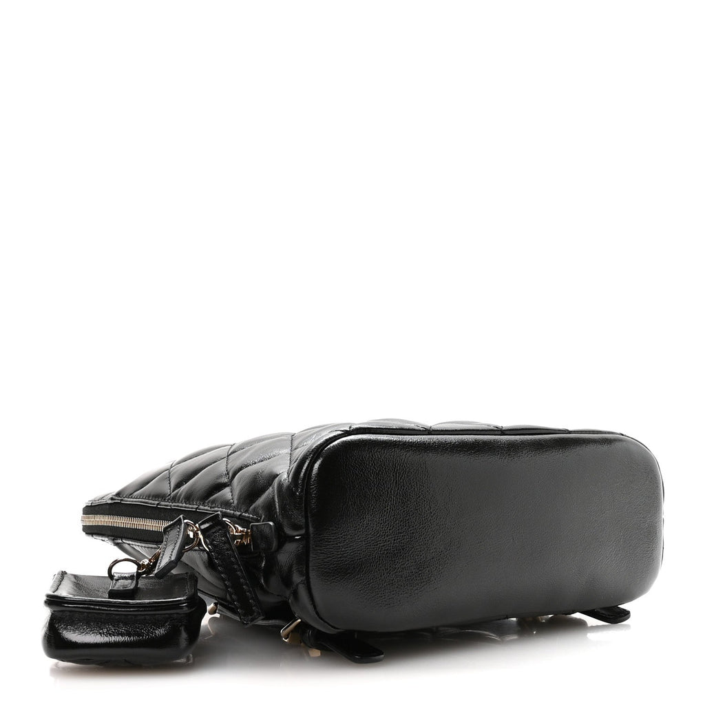 Shiny Calfskin My Pocket Backpack Black