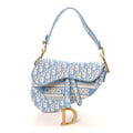 Oblique Embroidered Saddle Bag Cornflower Blue