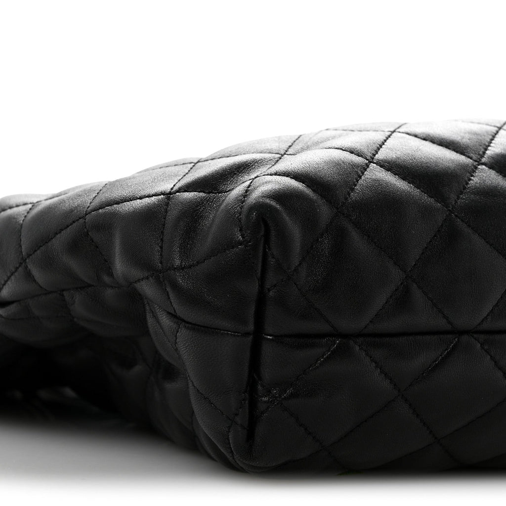 Lambskin Quilted Maxi Icare Shopping Tote Black