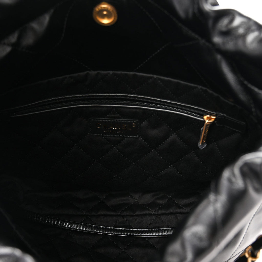 Shiny Calfskin Quilted Small Chanel 22 Black
