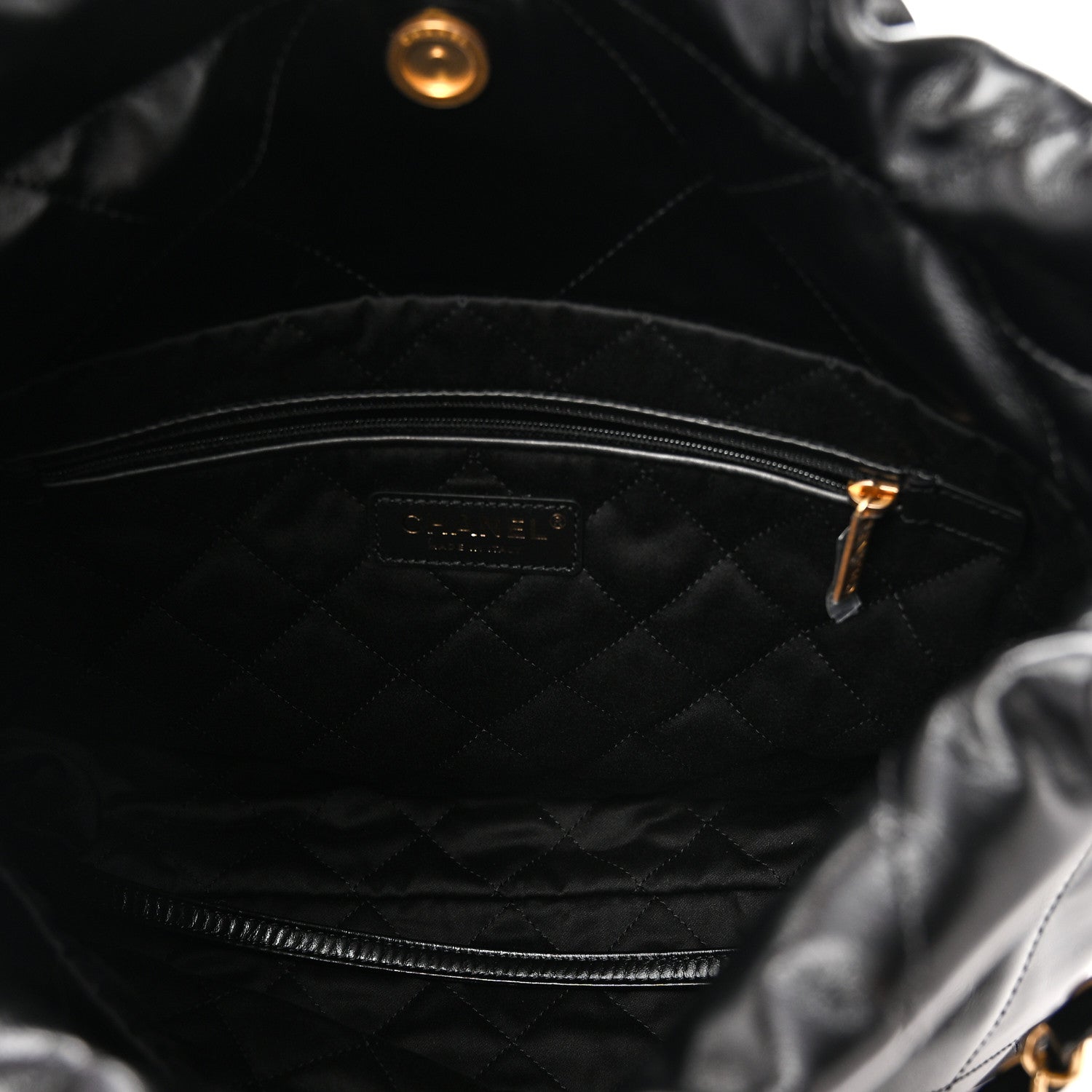 Shiny Calfskin Quilted Small Chanel 22 Black