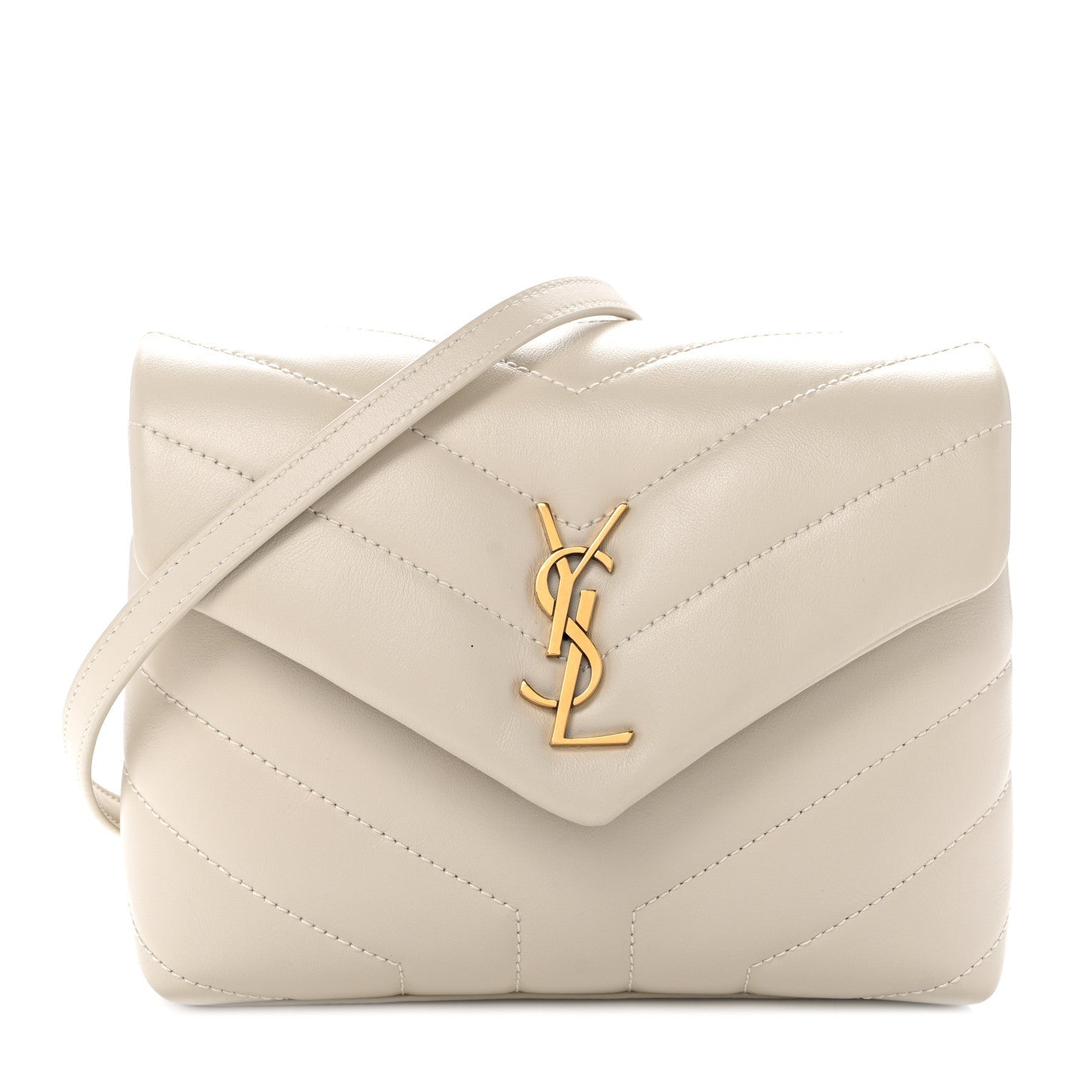 Calfskin Y Quilted Monogram Toy Loulou Crossbody Bag Blanc Vintage