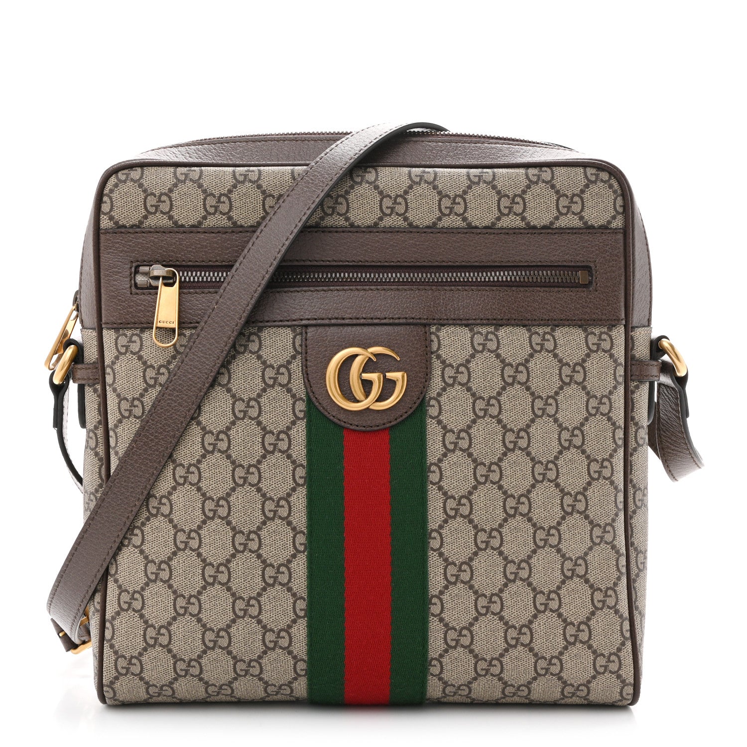 GG Supreme Monogram Web Medium Ophidia Messenger Bag Brown