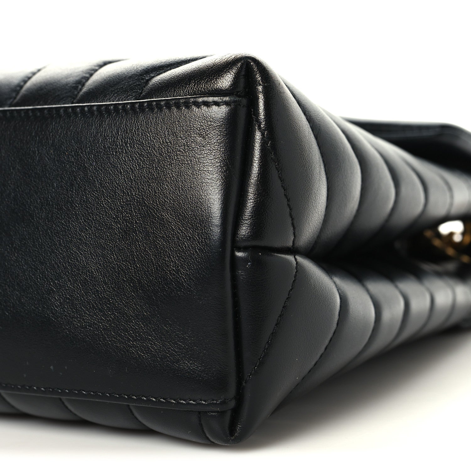 Calfskin Y Quilted Monogram Medium Loulou Chain Satchel Black Black