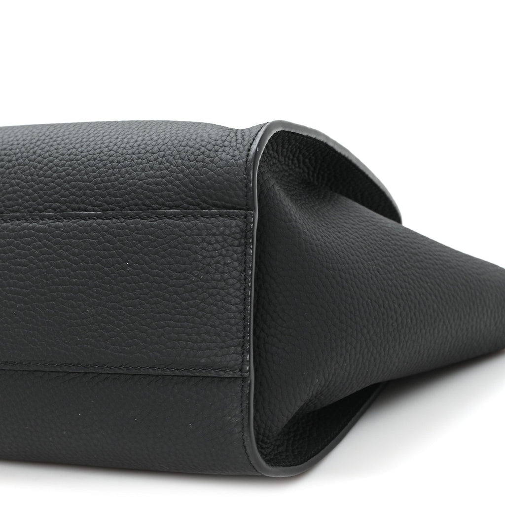 Grained Calfskin Marlo 12 Tote Bag Black Black