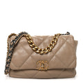 Lambskin Quilted Large Chanel 19 Flap Beige