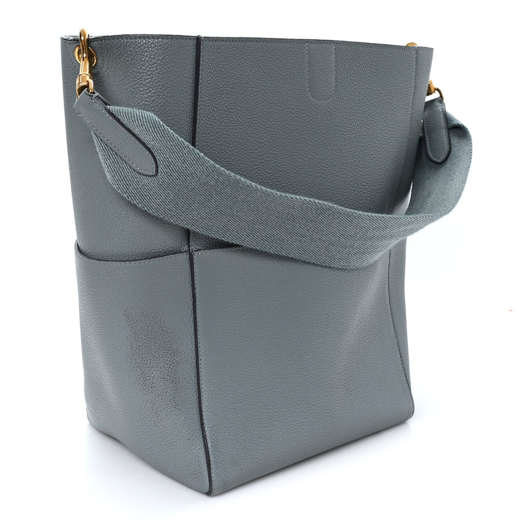 Soft Grained Calfskin Sangle Bucket Bag Storm