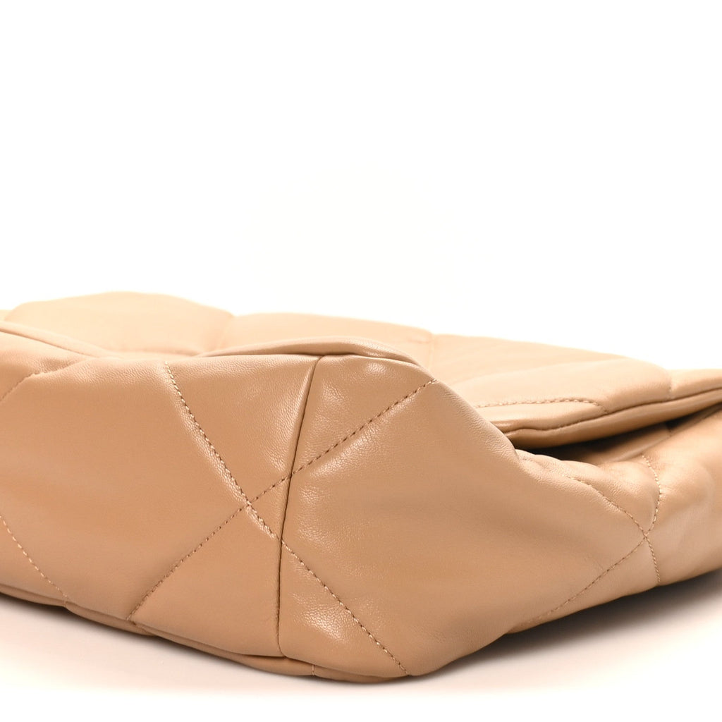 Lambskin Quilted Large Chanel 19 Flap Beige