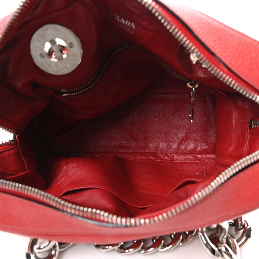 Vitello Daino Chain Satchel Bag Lacca