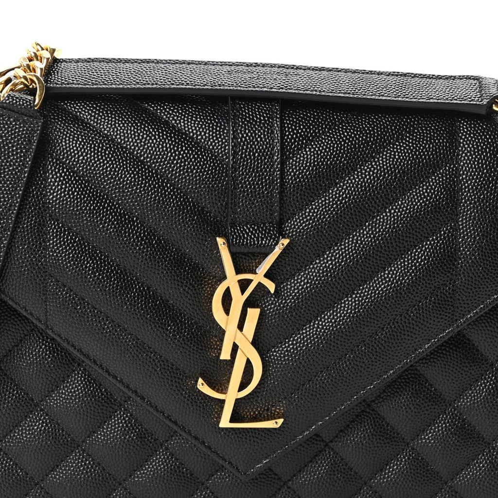 Lambskin Mixed Matelasse Triquilt Medium Monogram Satchel Black