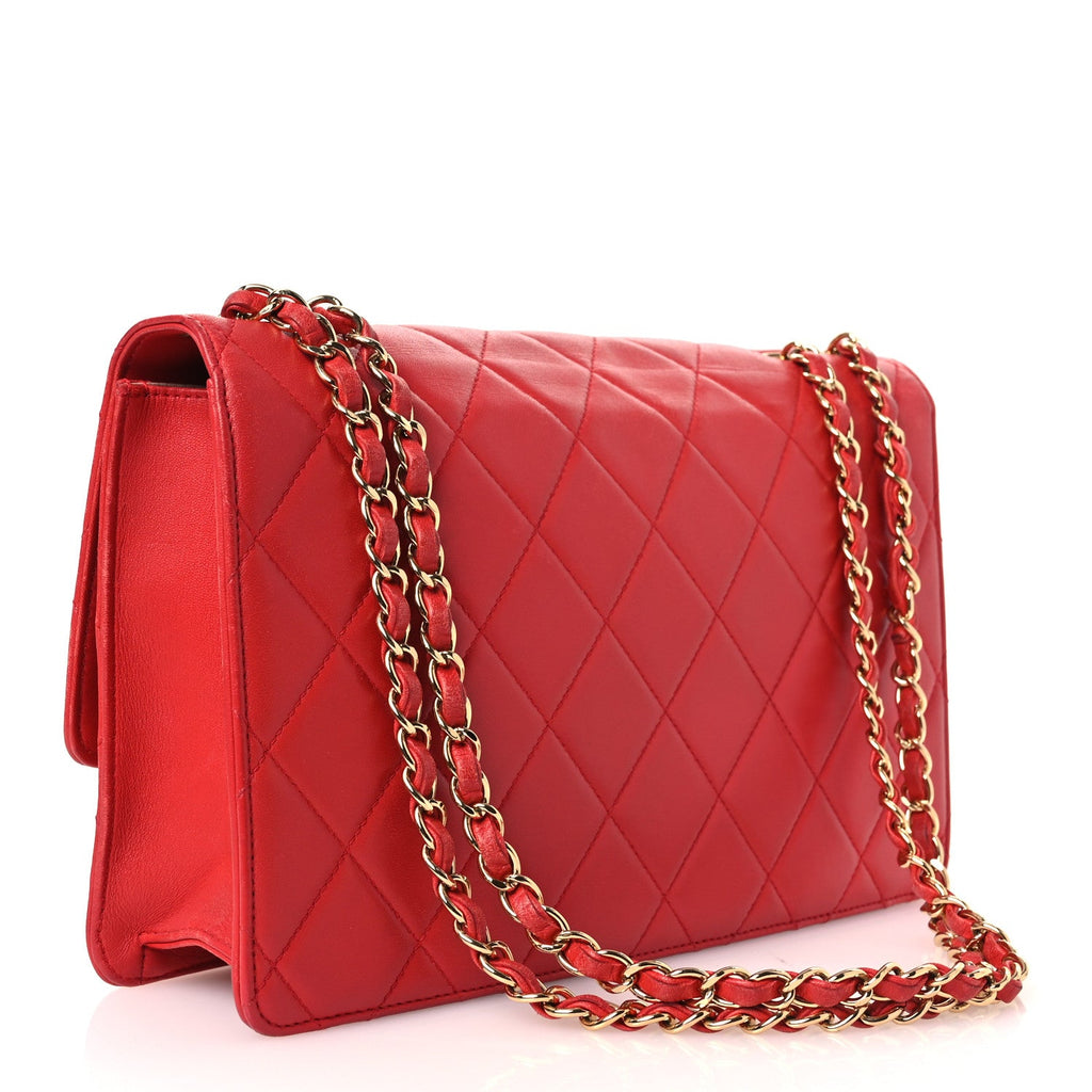 Lambskin Quilted Large Golden Class Flap Red