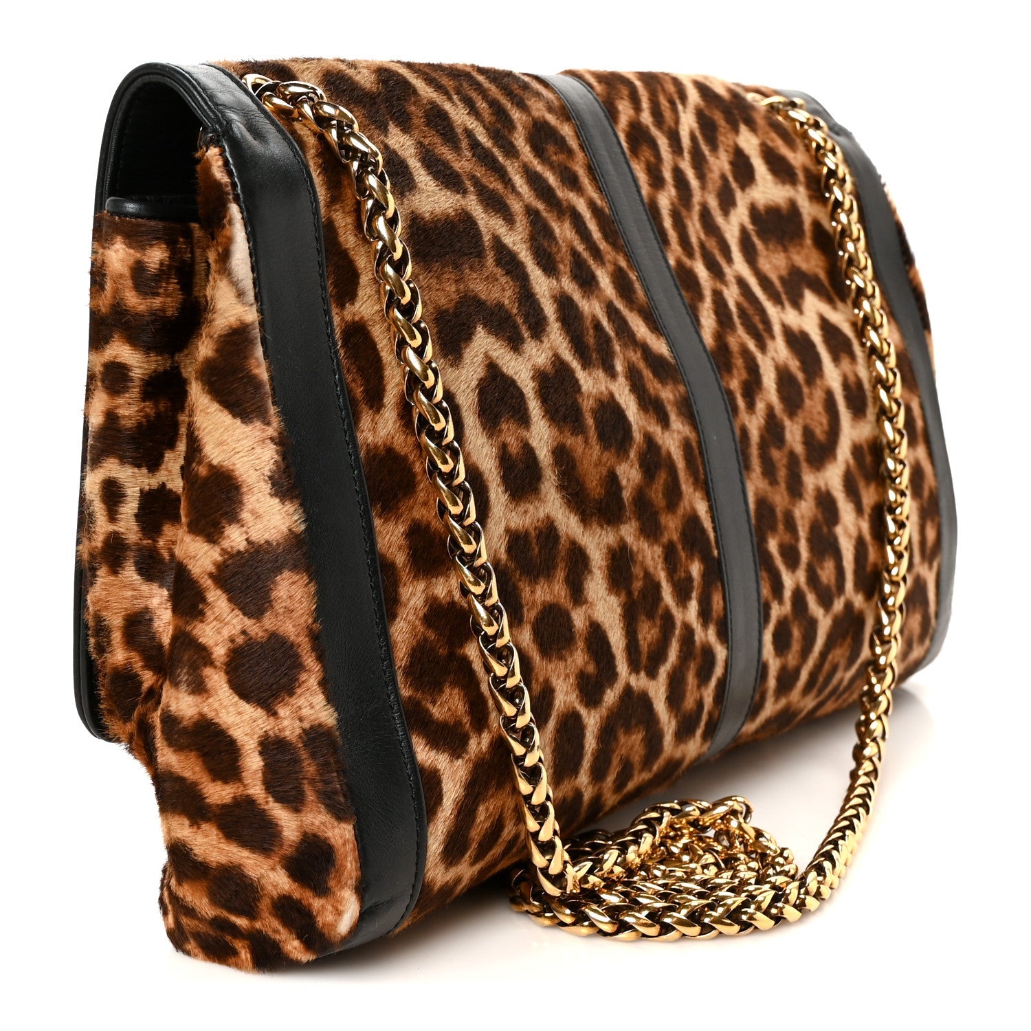 Pony Hair Leopard Print Sweet Charity Shoulder Bag Black