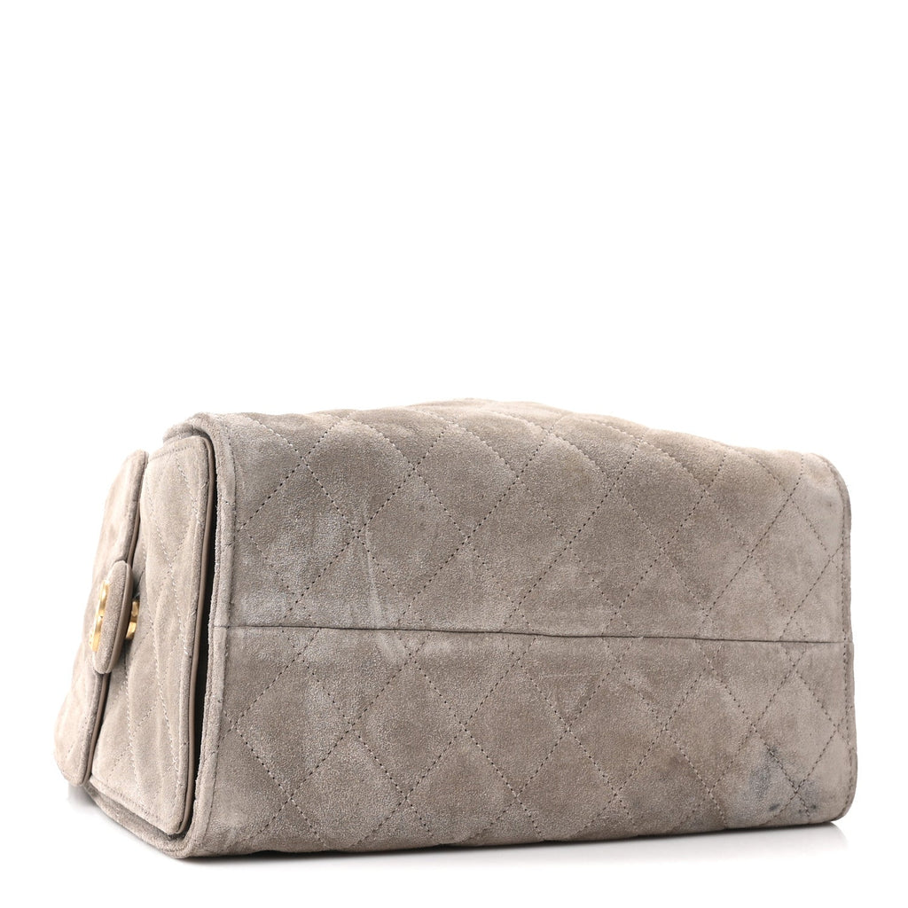 Suede Quilted Small Chanel 25 Handbag Dark Grey