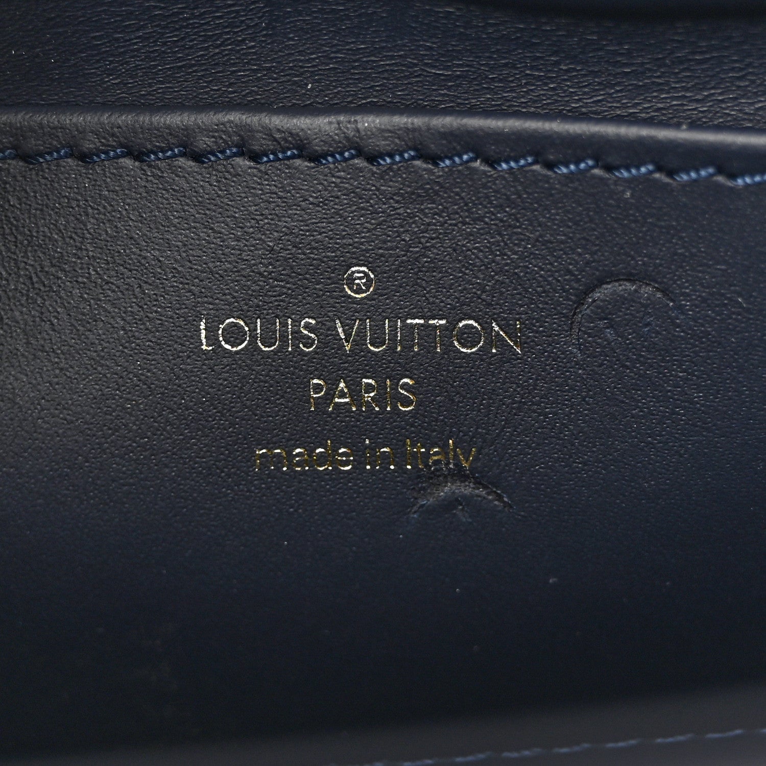 Lambskin Malletage Top Handle GO-14 MM Bleu Marine
