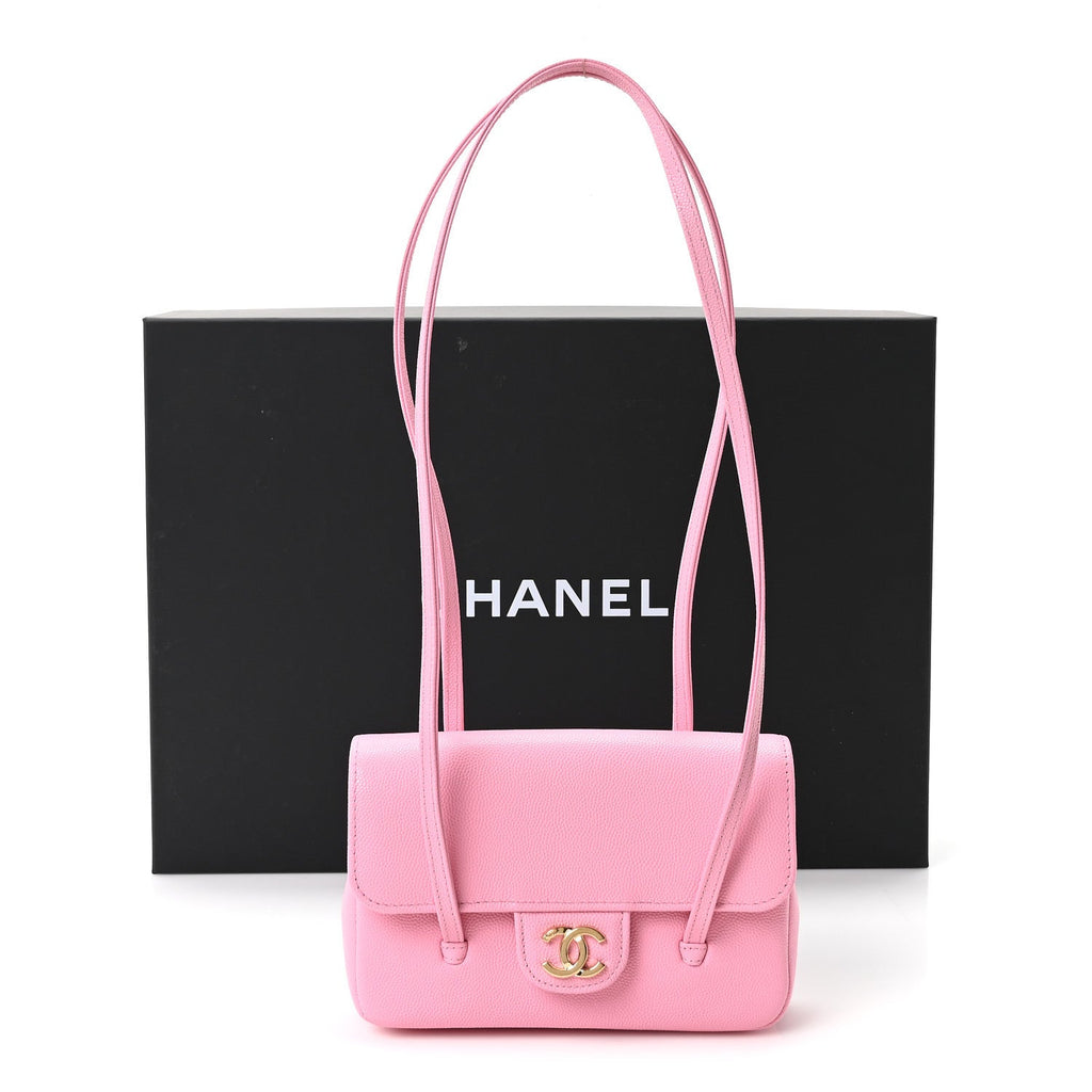Shiny Caviar Mini Preppy Coco Shoulder Bag Rose