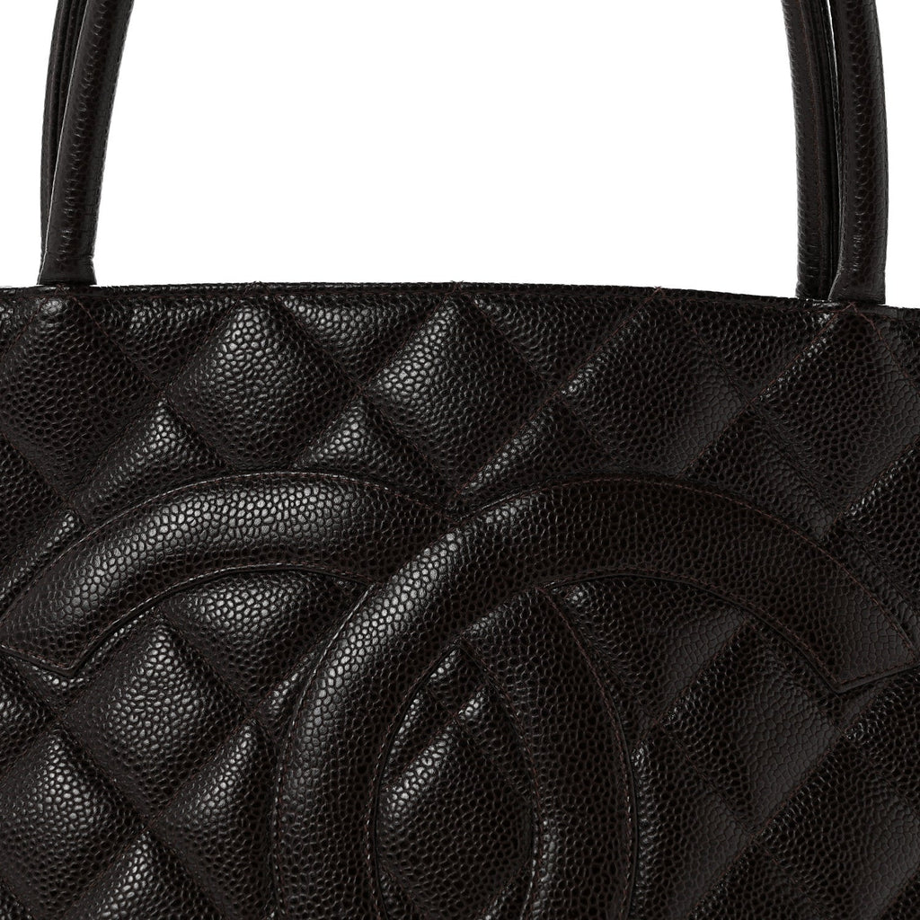 Caviar Quilted Medallion Tote Dark Brown
