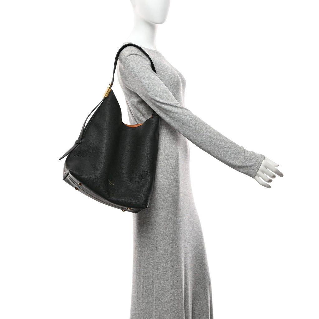 Grained Calfskin Low Key Hobo MM Black