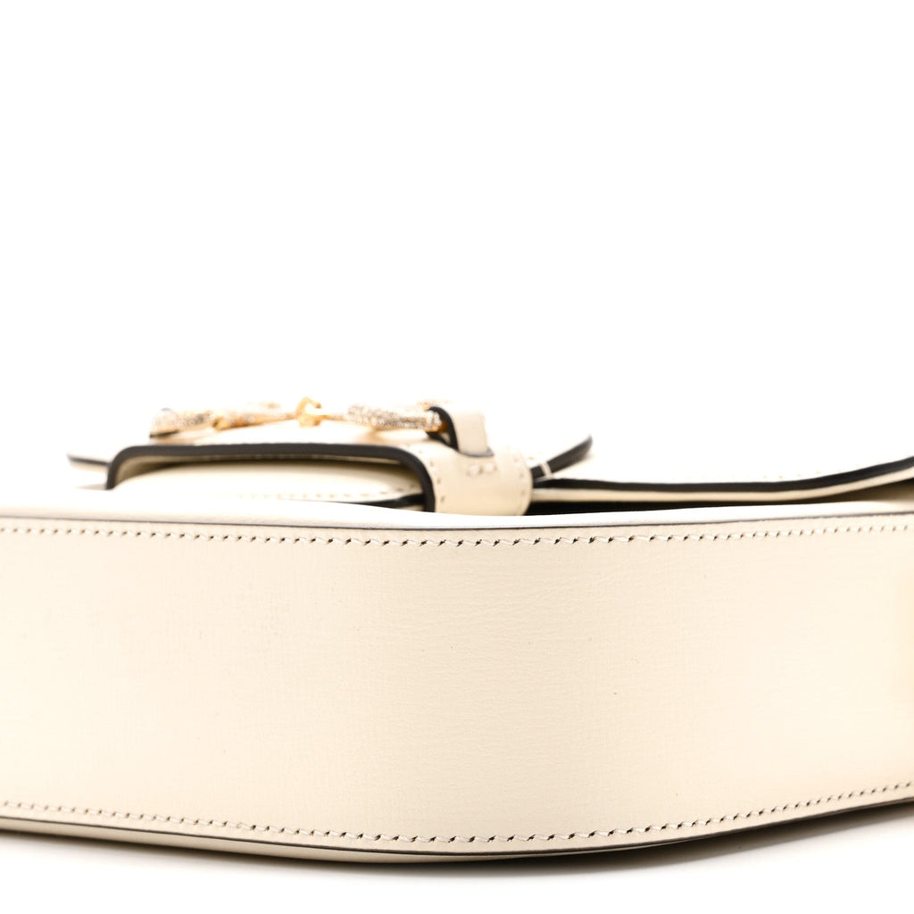 Azalea Calfskin Mini Crystal Horsebit 1955 Shoulder Bag Mystic White