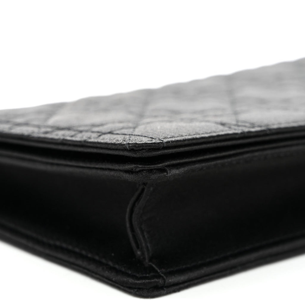 Satin Cannage Lady Dior Convertible Clutch Black