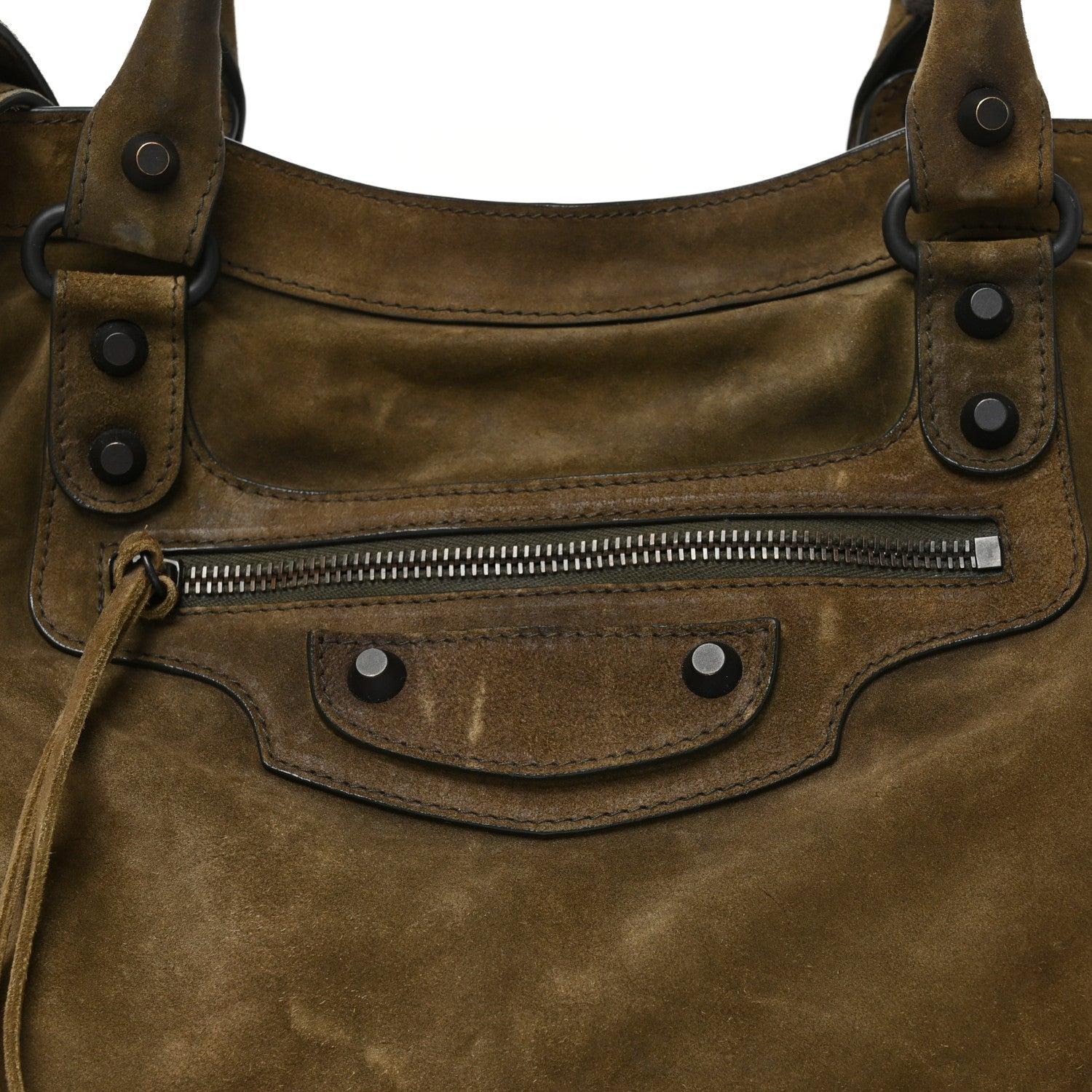 Waxed Suede Calfskin Classic Hardware Medium Le City Khaki
