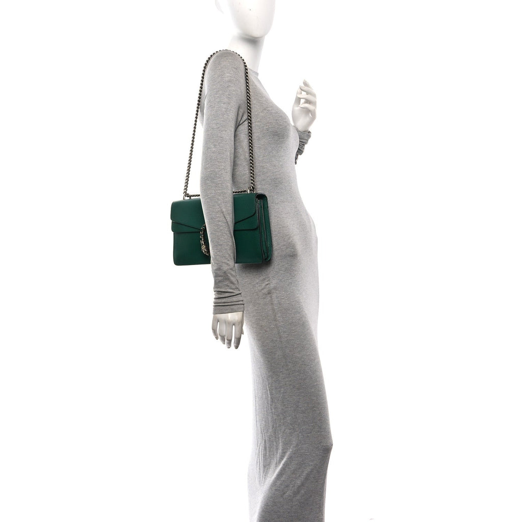 Pebbled Calfskin Small Dionysus Shoulder Bag Emerald