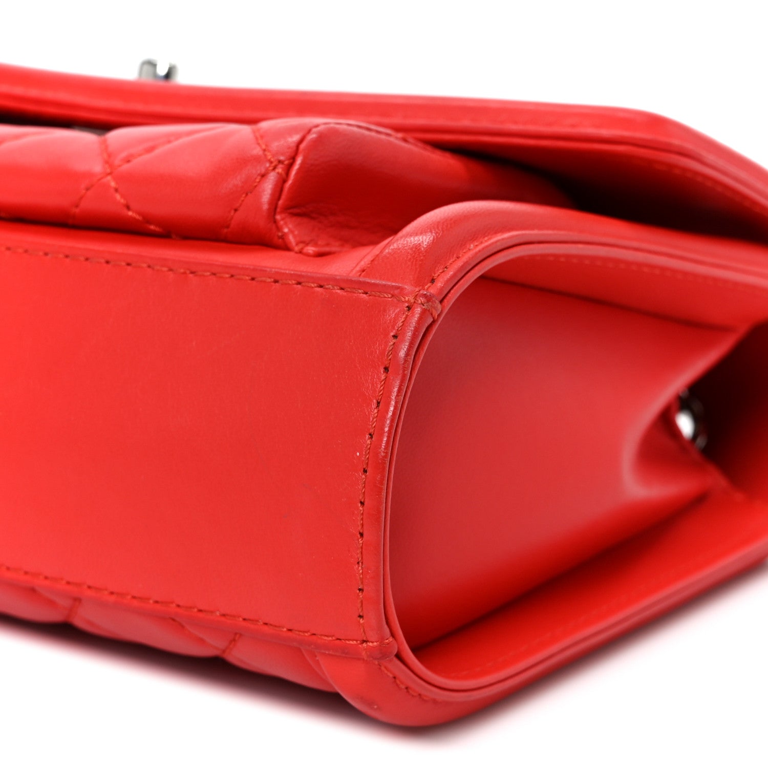 Lambskin Quilted Small Geometric Flap Red