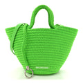 Nylon Lambskin Woven Small Ibiza Basket With Strap Green