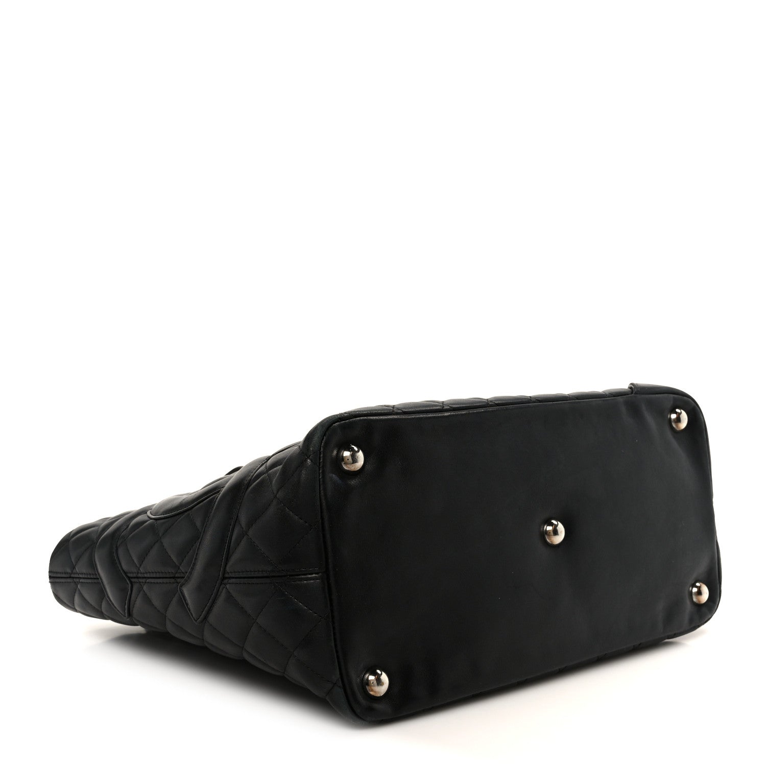 Calfskin Quilted Large Cambon Tote Black