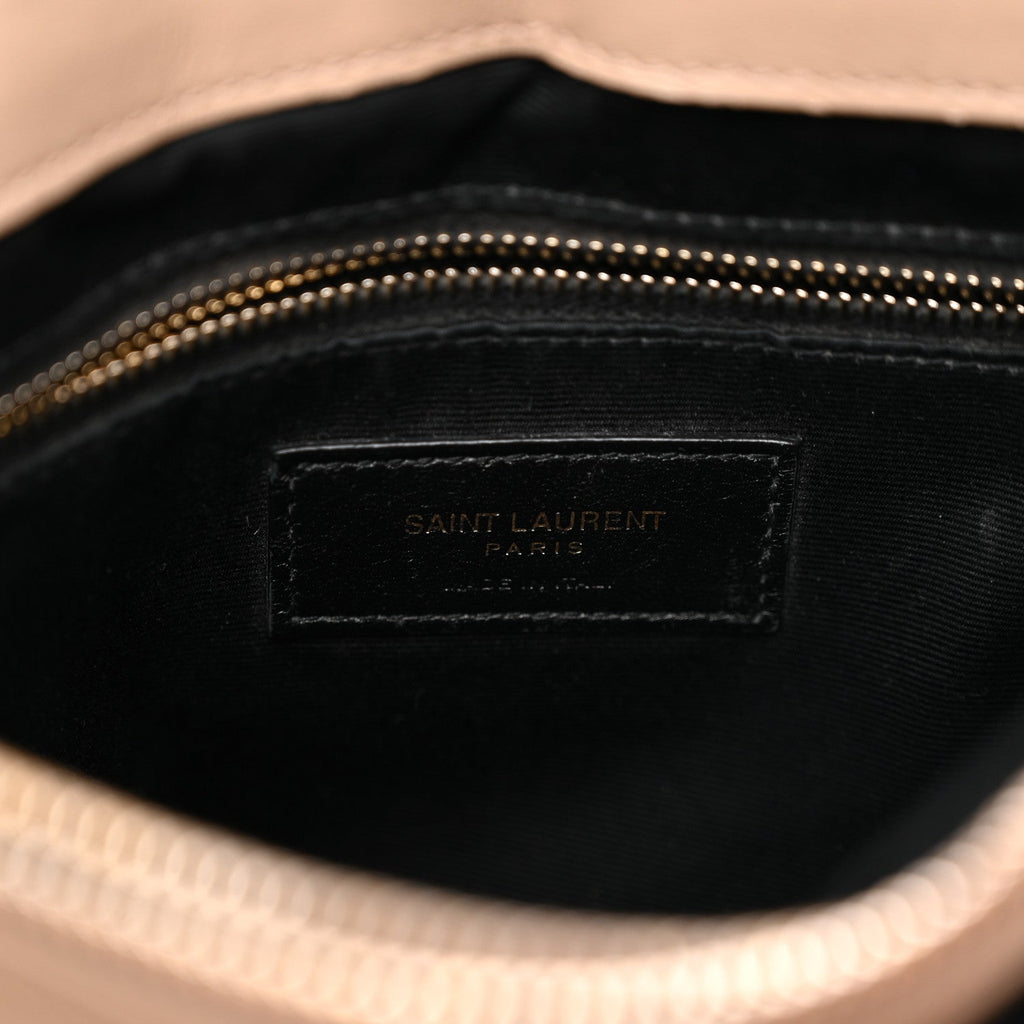 Calfskin Y Quilted Monogram Medium Loulou Chain Satchel Dark Beige