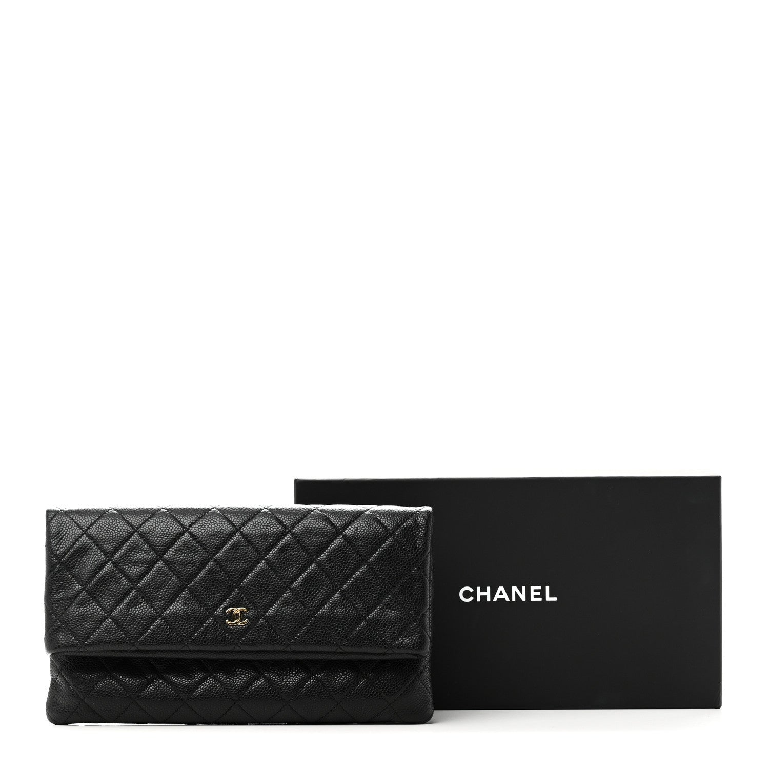 Caviar Quilted CC Beauty Clutch Black