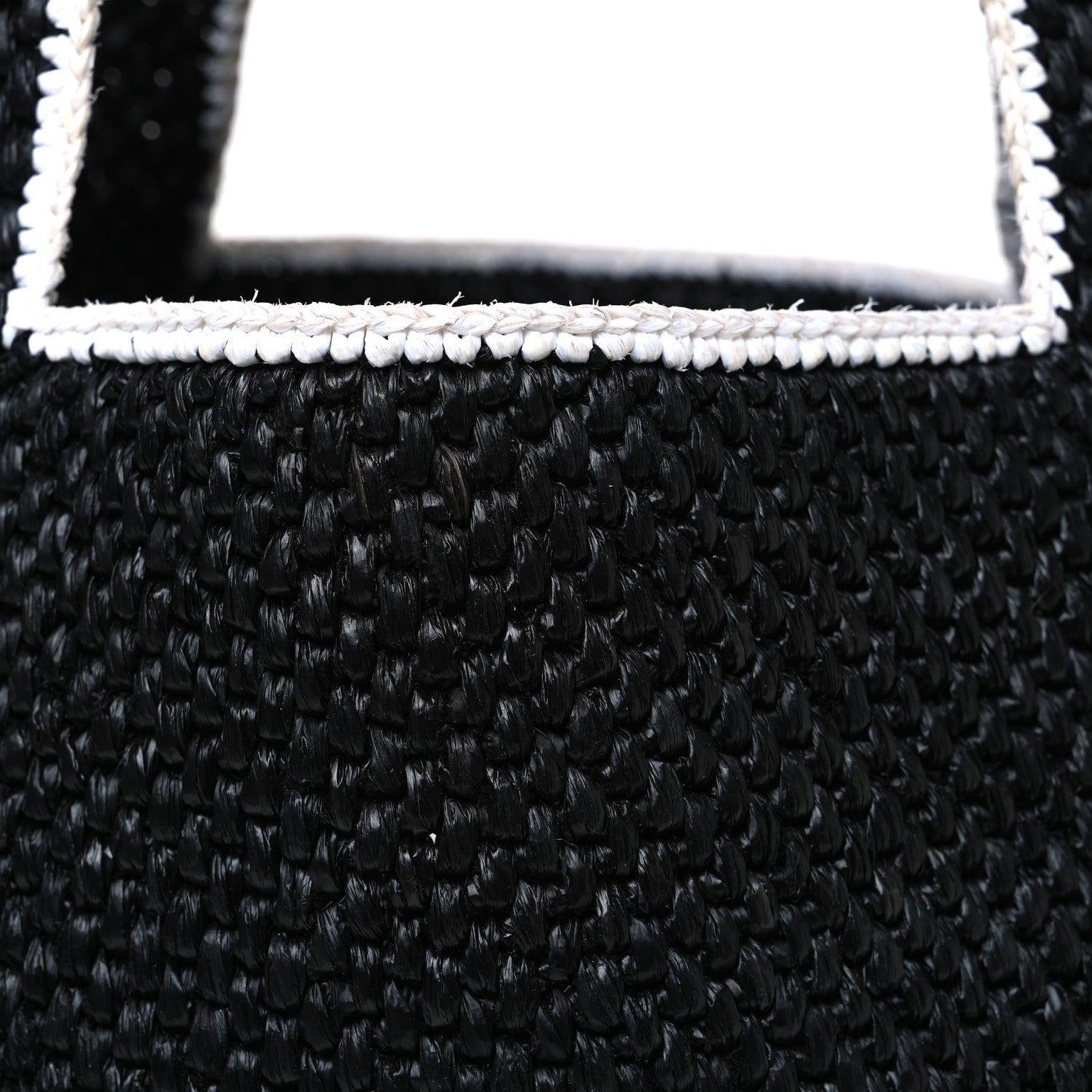 Raffia Large Paula's Ibiza Logo Tote Black White