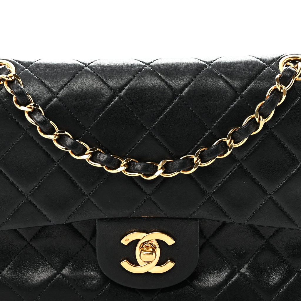 Lambskin Quilted Small Double Flap Black