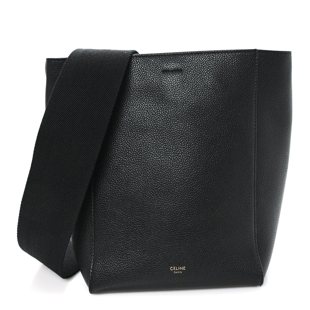 Soft Grained Calfskin Small Sangle Bucket Bag Black