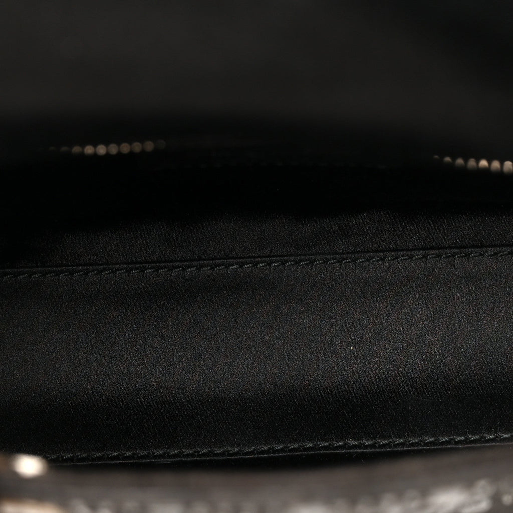 Satin Crystal Cannage Mini Lady Dior Black