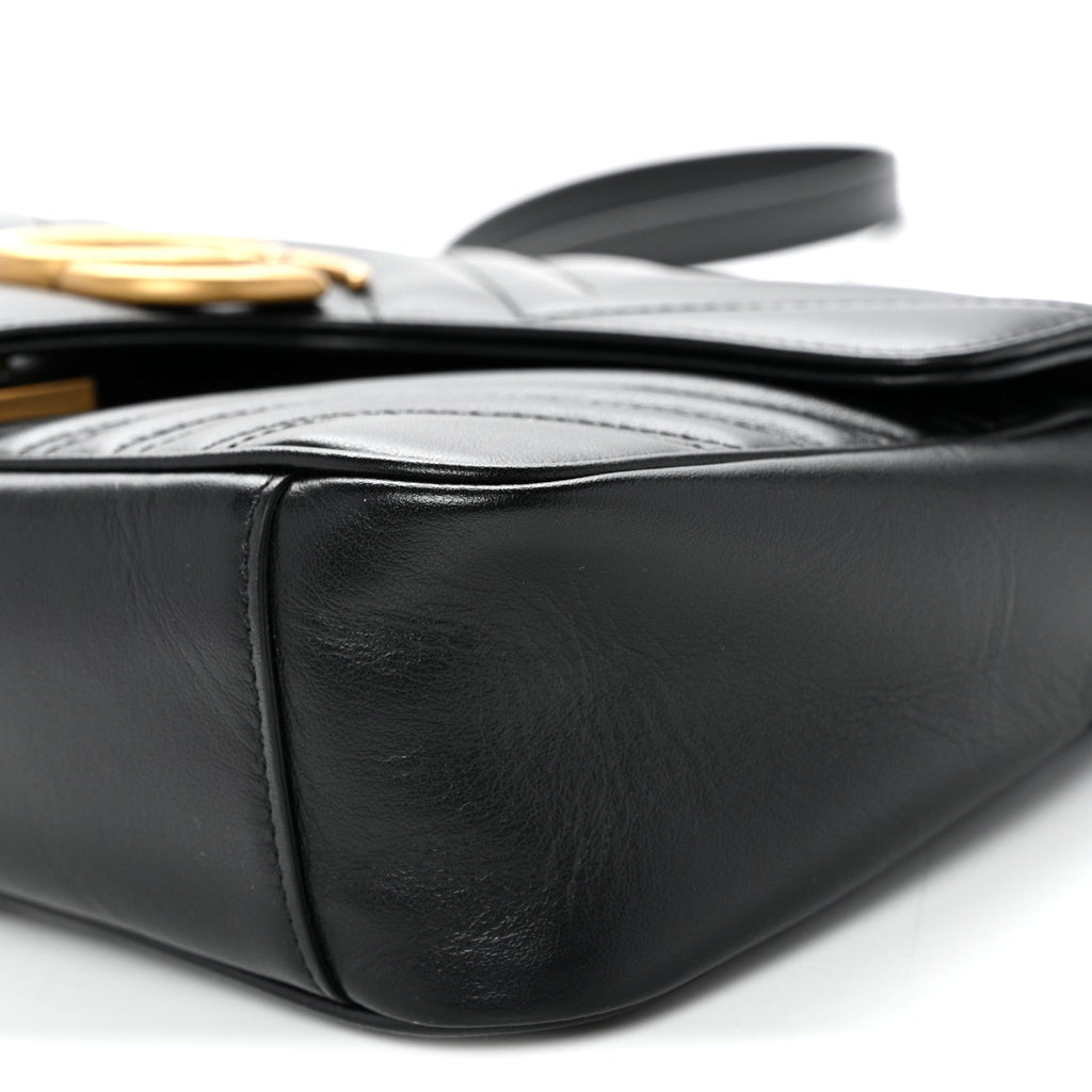 Calfskin Matelasse Small GG Marmont Shoulder Bag Black