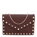 Pebbled Calfskin Rockstud Envelope Wallet on Chain Vinaccia