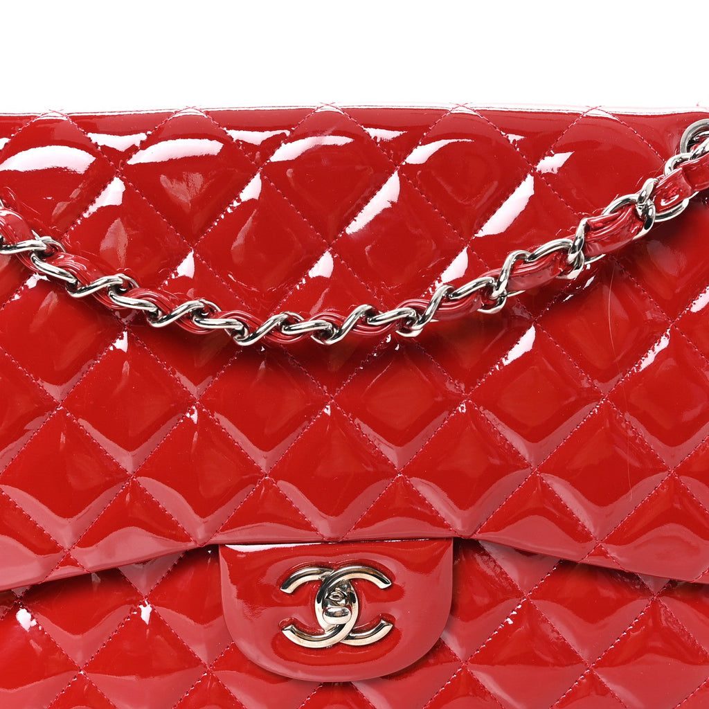 Patent Quilted Jumbo Double Flap Red
