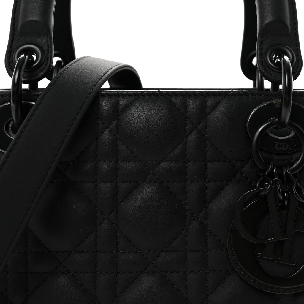 Ultra Matte Calfskin Cannage Medium Lady Dior Black