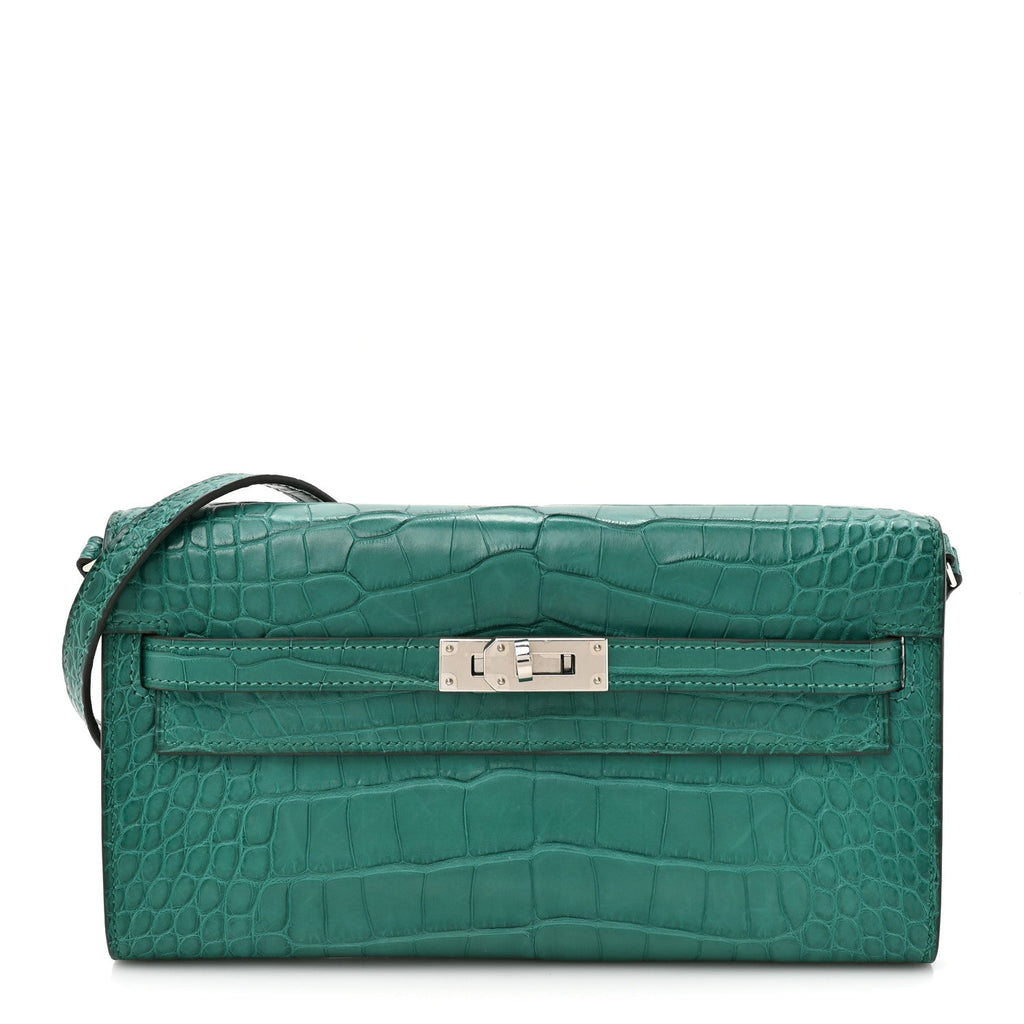 Matte Alligator Kelly To Go Wallet Malachite