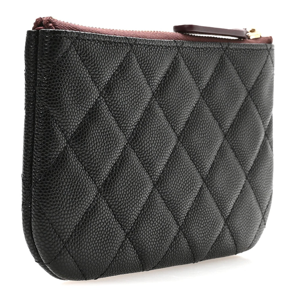 Caviar Quilted Small Cosmetic Case Black
