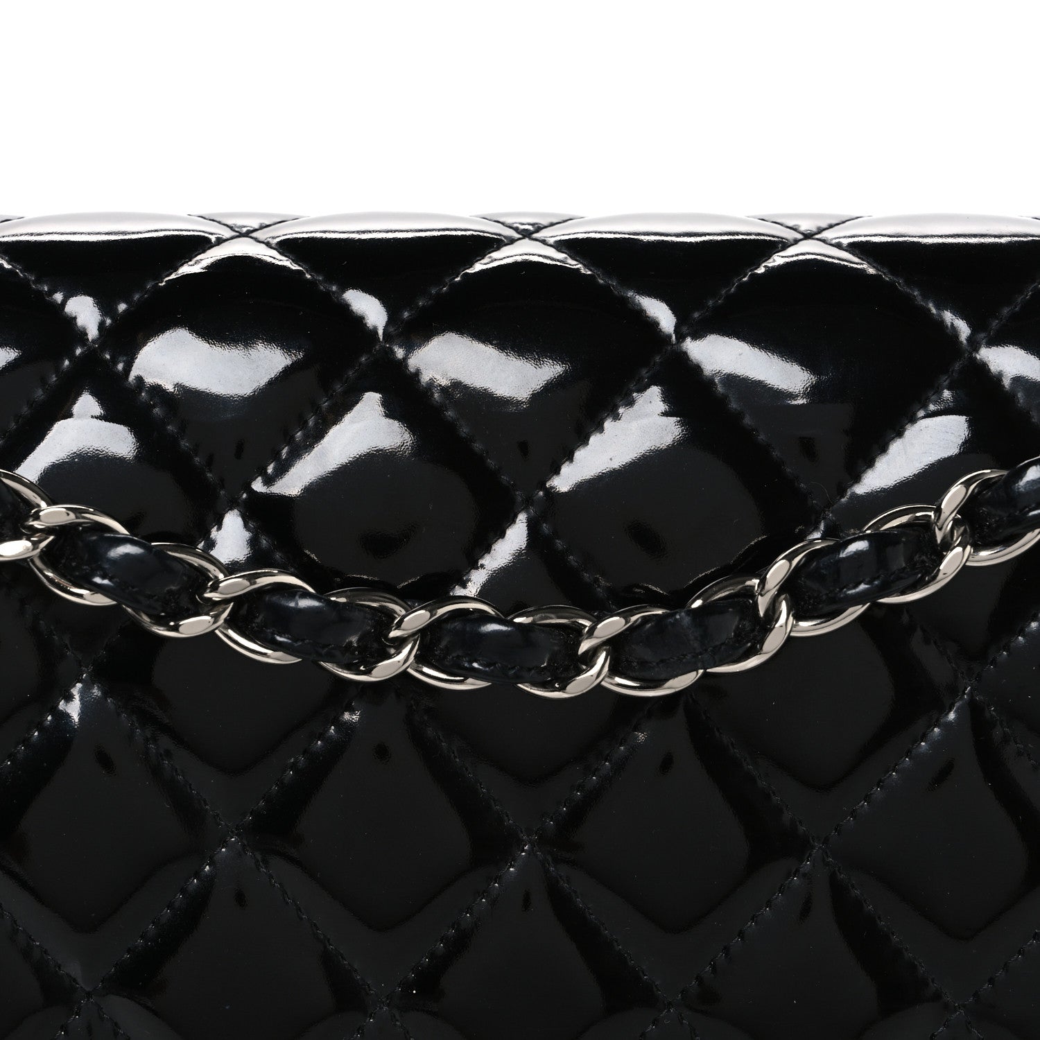 Patent Quilted Jumbo Double Flap Black