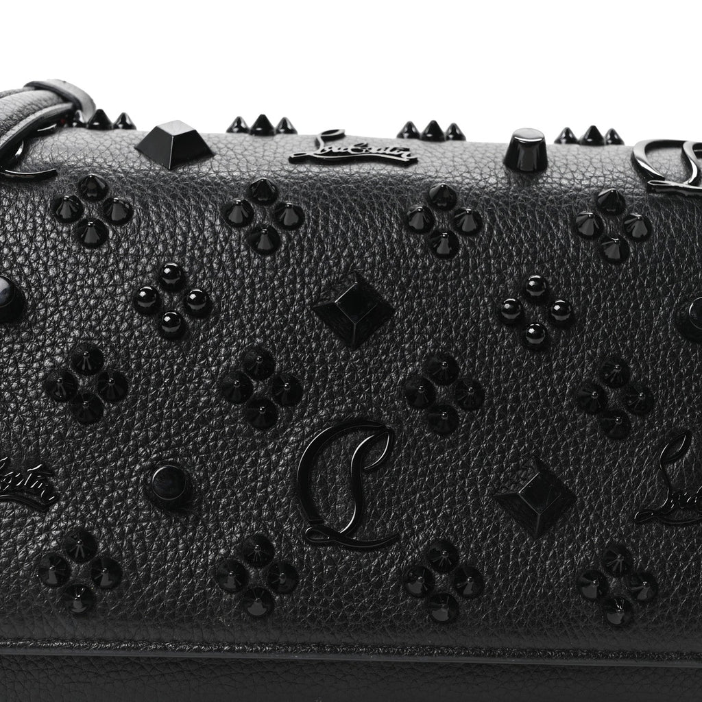 Calfskin Spikes Loubinthesky Paloma Clutch Black