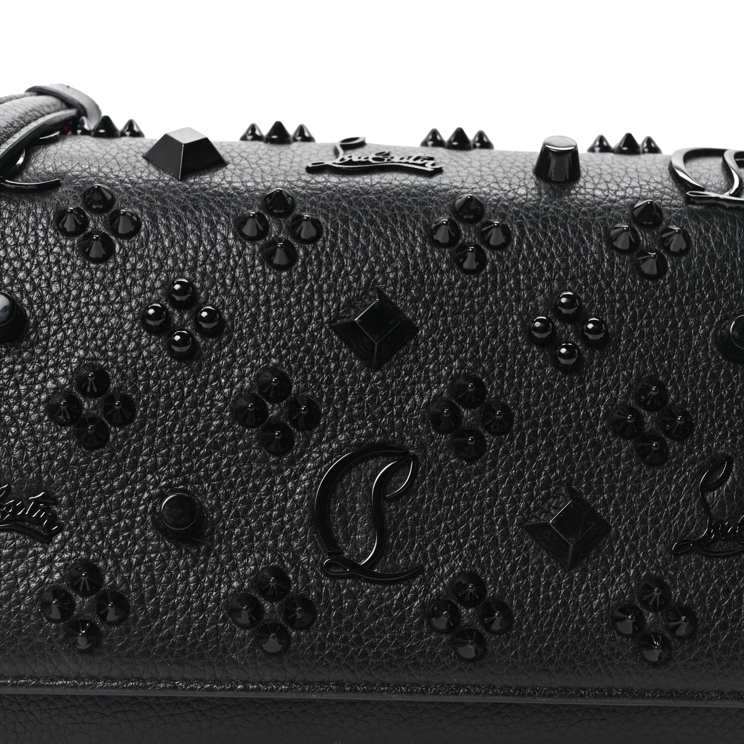 Calfskin Spikes Loubinthesky Paloma Clutch Black
