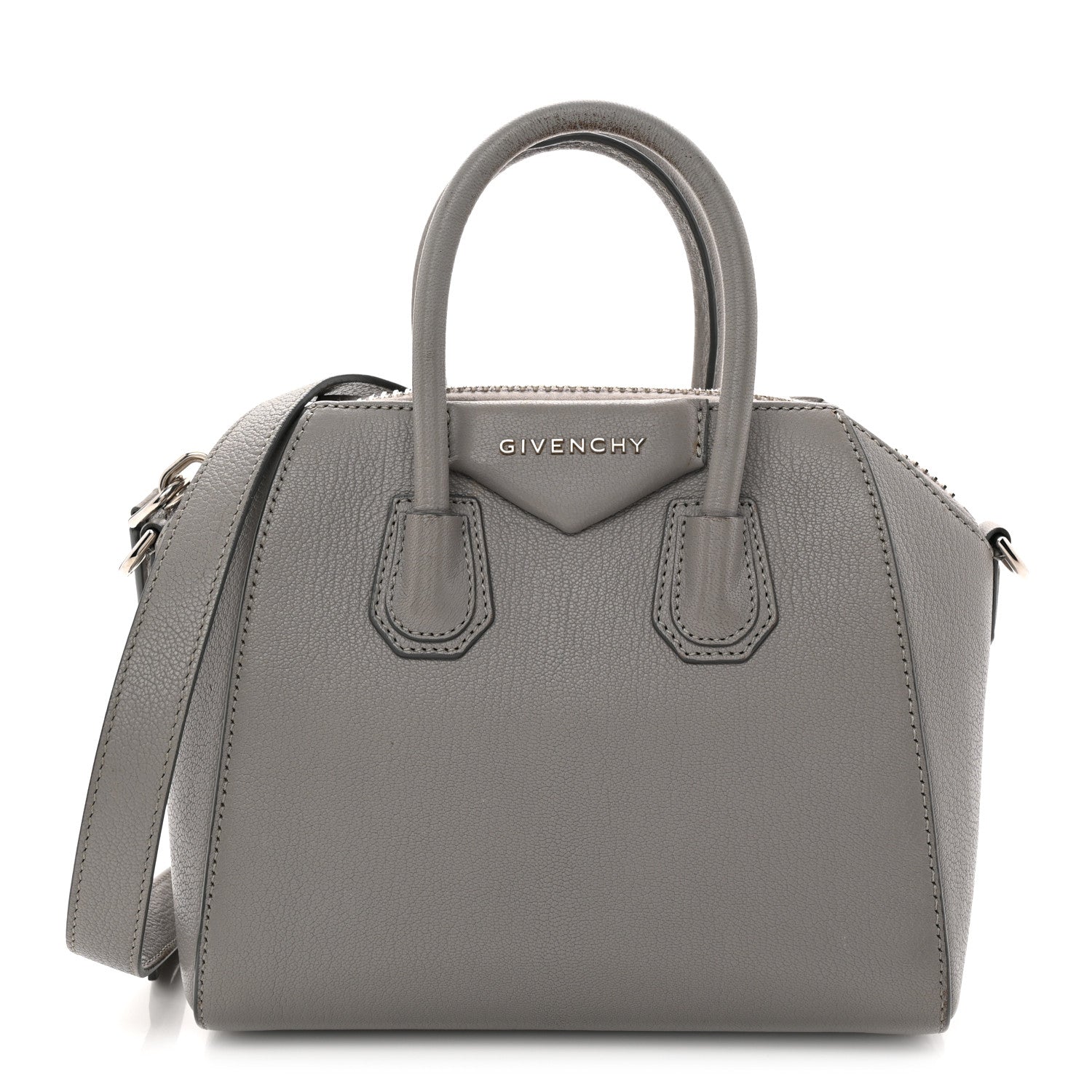 Sugar Goatskin Mini Antigona Pearl Grey