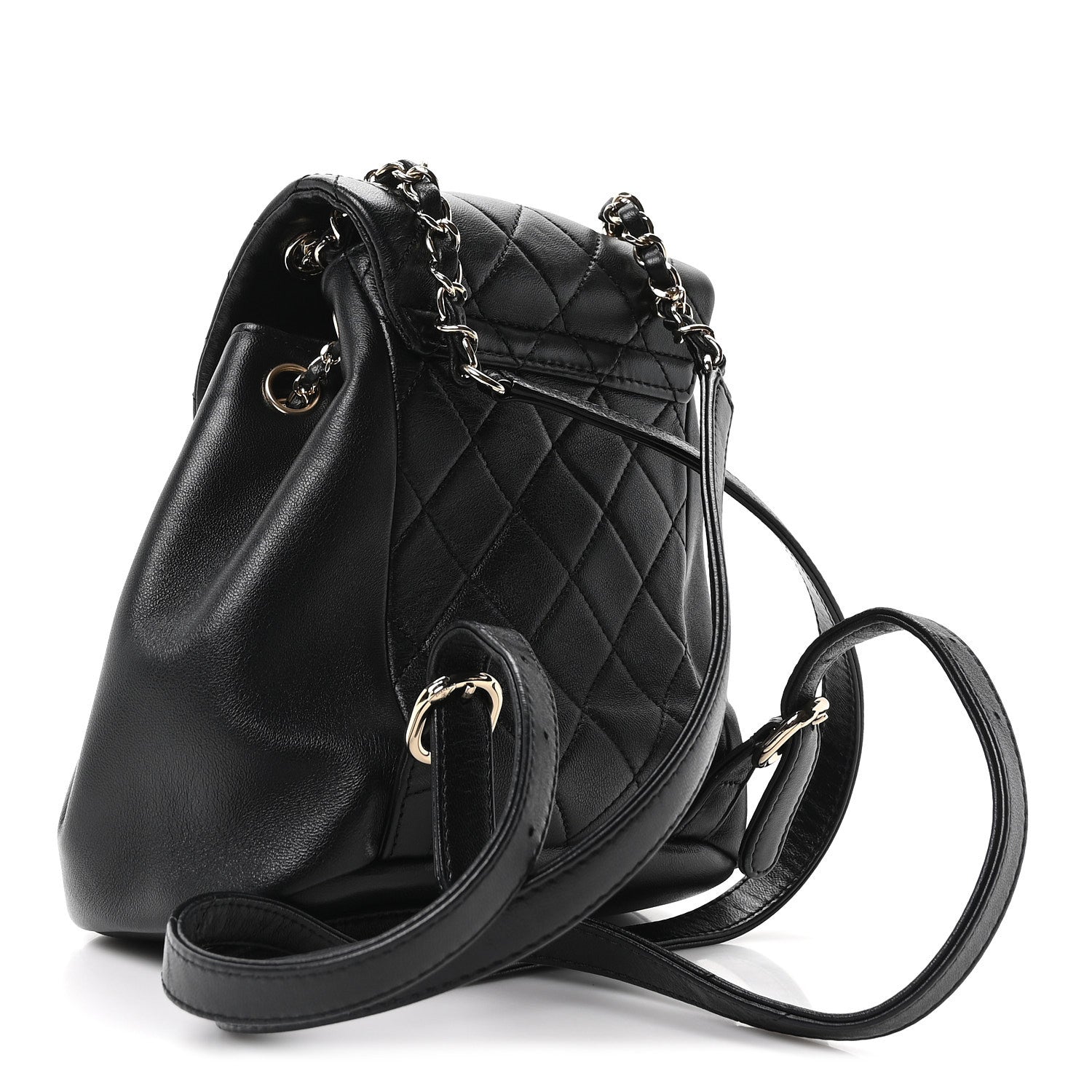 Lambskin Quilted Small Duma Drawstring Backpack Black