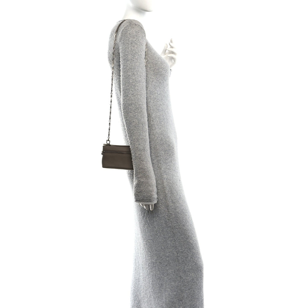 Grained Calfskin Extra Pocket Mini Pouch Warm Mastic
